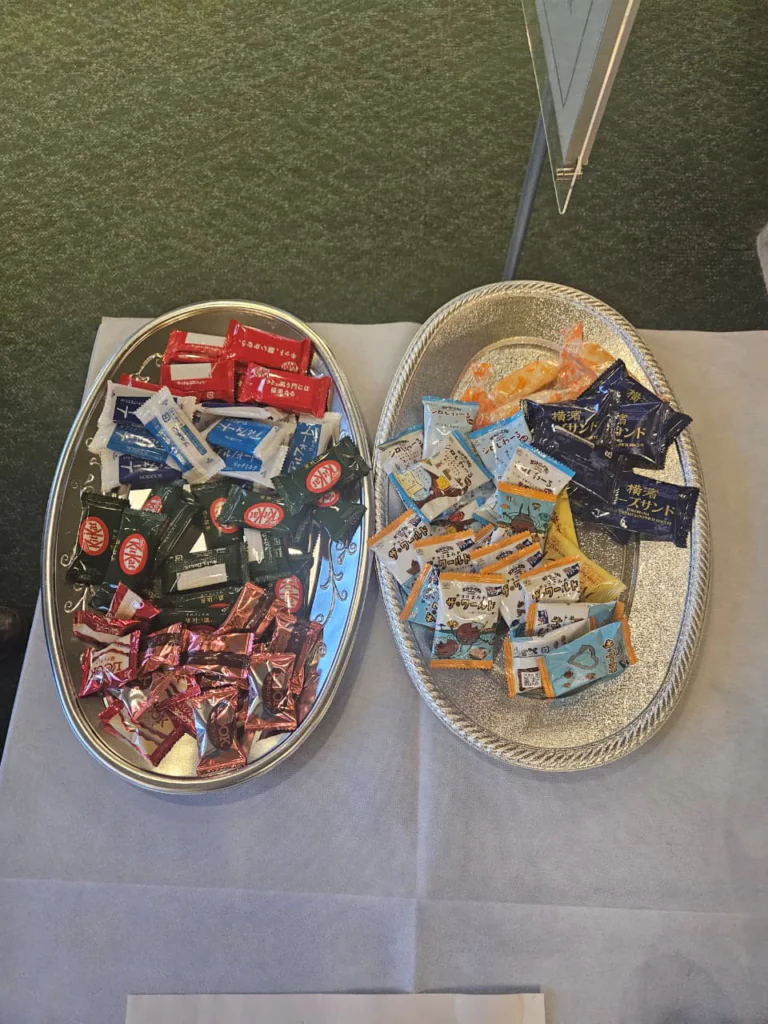 Two bowls of small chocolates and snacks