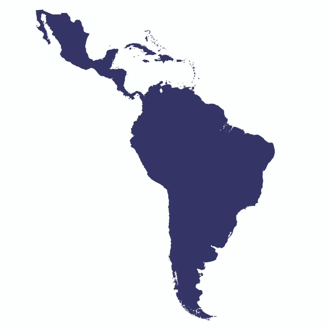 Outline map of Latin America and the Caribbean
